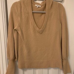 Madewell Women's V-Neck Sweater in Warm Tan
